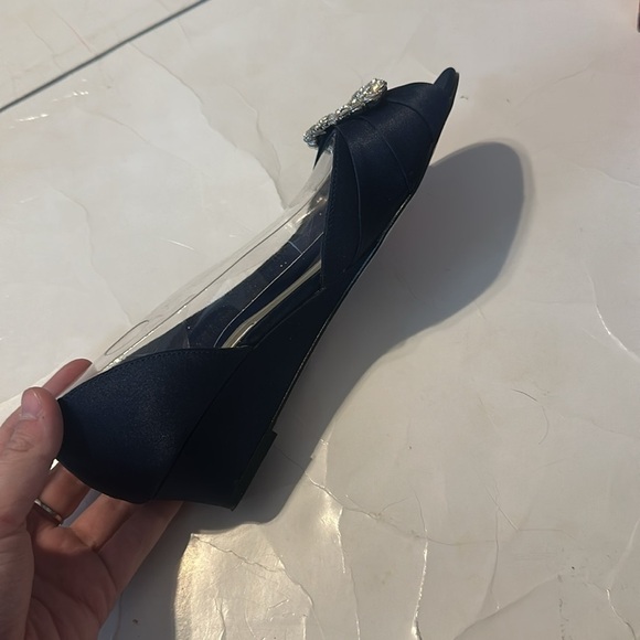 Nina Navy Blue Luster Jeweled Heels Womens 6.5 Satin Evening Formal - Picture 6 of 8